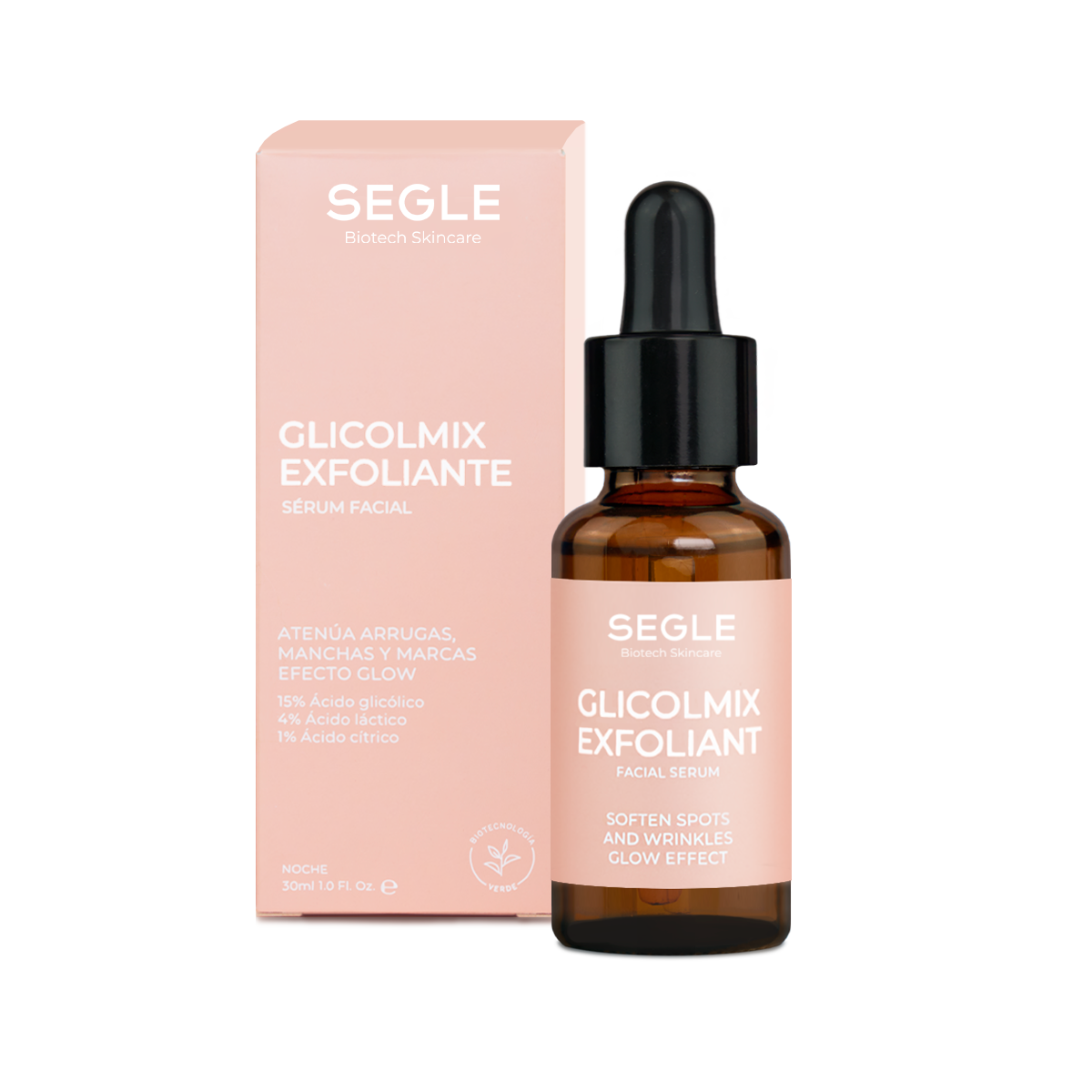 Glicolmix Sérum Exfoliante SEGLE, Sérum para Manchas y luminosidad · Textura irregular · Poros dilatados